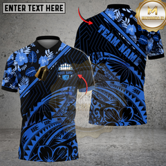 Maxcorners Bowling And Pins Polynesian Pattern Multicolor Customized Name, Team Name 3D Shirts