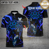 Maxcorners Darts Cool Wolf Neon With Dartboard Multicolor Customized Name, Team Name 3D Shirts
