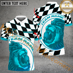 Maxcorners Lion Caro Pattern Bowling Jersey Multicolor Option Customized Name, Team Name 3D Polo Shirt