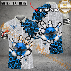 Maxcorners Ball And Pins Let It Bee Bowling Jersey Multicolor Option Customized Name, Team Name 3D Polo Shirt