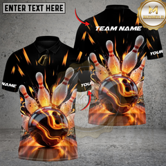 Maxcorners Bowling Thunder Roll Multicolor Customized Name, Team Name 3D Shirts
