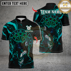 Maxcorners Darts Cool Wolf Neon With Dartboard Multicolor Customized Name, Team Name 3D Shirts