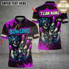Maxcorners Bowling Crazy Faces Multioptions Personalized Name, Team Name Unisex 3D Shirts