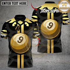 Maxcorners Billiards Golden 9-Ball Elite Personalized Name, Team Name 3D Shirt
