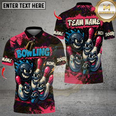 Maxcorners Bowling Crazy Faces Multioptions Personalized Name, Team Name Unisex 3D Shirts