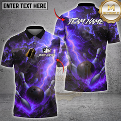 Maxcorners Bowling Thunder Strike Multicolor Customized Name, Team Name 3D Shirt