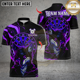 Maxcorners Darts Cool Wolf Neon With Dartboard Multicolor Customized Name, Team Name 3D Shirts