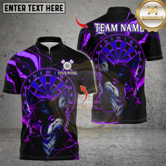 Maxcorners Darts Cool Wolf Neon With Dartboard Multicolor Customized Name, Team Name 3D Shirts