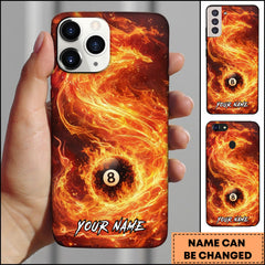 Maxcorners Billiards Flaming 8 Ball Fire Phoenix Effect Personalized Name Phone Case