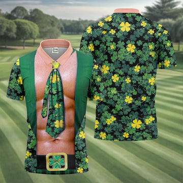 Maxcorners Funny St Patrick's Day Shamrock Golf Shirt, Golf Tops For Men, Polo Shirts For Men, Golf Shirts For Men