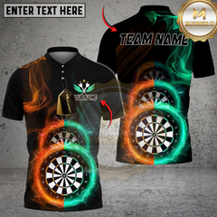 Maxcorners Darts Triple Double Flame Dartboard Customized Name, Team Name 3D Shirt (4 Colors)