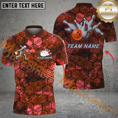 Maxcorners Ball And Pins Hexagon Pattern Bowling Team Jersey Multicolor Options Personalized Name, Team Name 3D Shirt