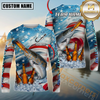 Maxcorners Fishing Beer & Usa Flag Graphic  Sun Protection Personalized Name, Team Name 3D Long Sleeve Shirt