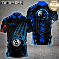 Maxcorners Billiard 8 Ball Fire Claws Scratch Multicolor Personalized Name, Team Name 3D Shirt