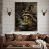 Maxcorners Wizard Raccoon Brewing Green Magic Potion Fantasy Canvas Wall Art