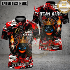 Maxcorners Bowling Fury Strike Funny King Ball Multicolor Customized Name, Team Name 3D Shirts
