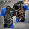 Maxcorners Bowling Bear King Ball Pattern Multicolor Customized Name, Team Name 3D Polo Shirt