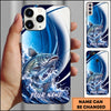 Maxcorners Fishing Blue Ocean Wave Personalized Name Phone Case (12 Fish Species)