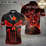 Maxcorners Bowling Flaming Skull Multicolor Customized Name, Team Name 3D Shirt