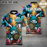 Maxcorners Darts Cool Bunny Street Style Graffiti Multicolor Customized Name, Team Name 3D Shirts