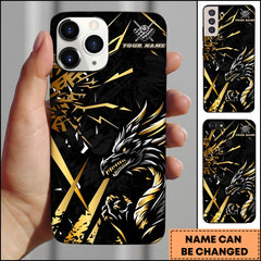 Maxcorners Billiards Black Gold Dragon 8 Ball Personalized Name Phone Case