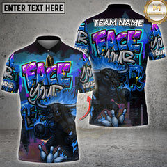 Maxcorners Bowling Shirt Face Your Fear Graffiti Minotaur Multioptions Personalized Name, Team Name Unisex 3D Shirt (4 Colors)