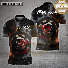 Maxcorners Dartboard Black White Rose Smoke Effect Design Multi Options Personalized Name Team Name 3D Shirt