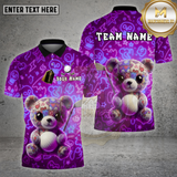 Maxcorners Golf Cute Teddy Bear Neon Graffiti Style Multi Options Personalized Name Team Name 3D Shirt