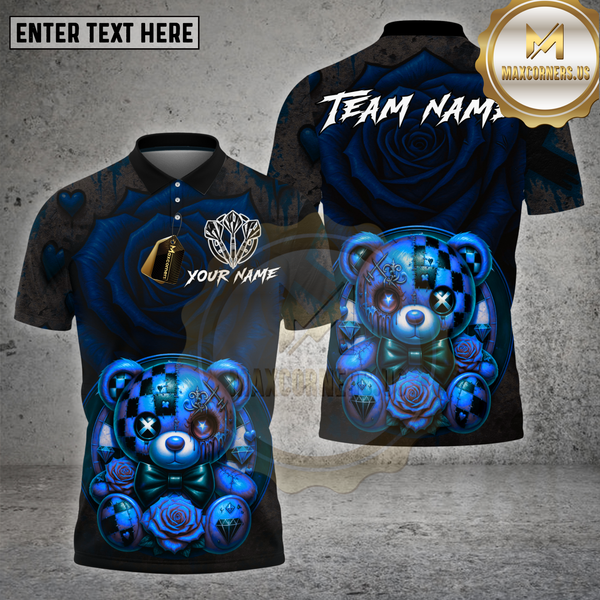 Maxcorners Dartboard Dark Teddy Bear Rose Diamond Design Multi Options Personalized Name Team Name 3D Shirt