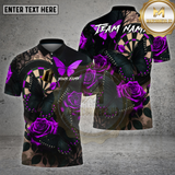 Maxcorners Dartboard Butterfly Rose Gothic Art Design Multi Options Personalized Name Team Name 3D Shirt