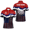 Maxcorners Men's Custom Darts Shirt With American Flag Pattern And Colorful Dartboard LM1605