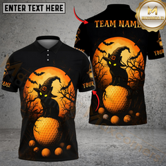 Maxcorners Golf Halloween Black Cat Multicolor Customized Name, Team Name 3D Shirts