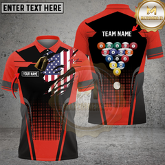 Maxcorners Billiards American Flag Edition Multicolor Customized Name, Team Name 3D Shirts