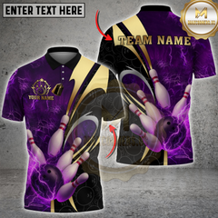 Maxcorners Bowling Lightning Strike Design Multicolor Customized Name, Team Name 3D Shirts