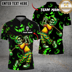 Maxcorners Golf Halloween Skeleton Multicolor Customized Name, Team Name 3D Shirts