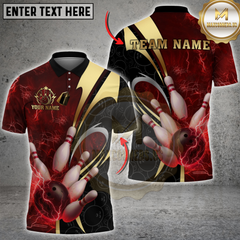 Maxcorners Bowling Lightning Strike Design Multicolor Customized Name, Team Name 3D Shirts