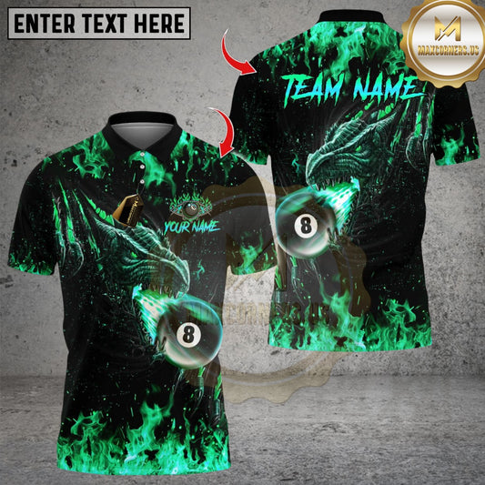 Maxcorners Billiard Fire Dragon 8 Ball Multicolor Customized Name, Team Name 3D Shirt