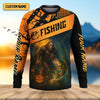Maxcorners Bigfoot Halloween Fishing UPF Shirts, Fish Button Up Shirt, Fisherman Gift, Bass Fishing