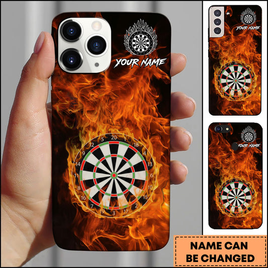 Maxcorners Darts Fire Flame Dartboard Personalized Name Phone Case
