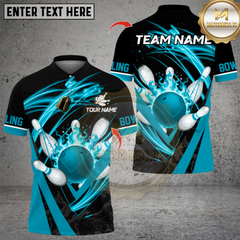 Maxcorners Flame Strike Bowling Multicolor Customized Name, Team Name 3D Shirts 96