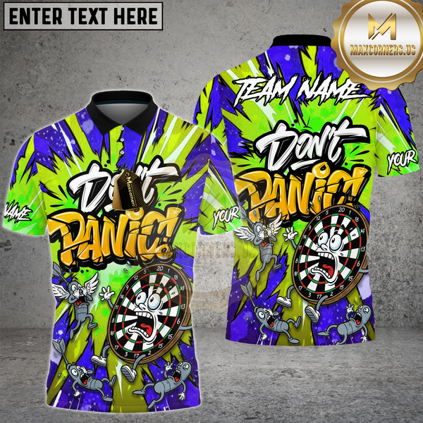 Maxcorners Dart Shirt Don’t Panic Graffiti Art Funny Dartboard Multioptions Personalized Name, Team Name Unisex 3D Shirt (4 Colors)