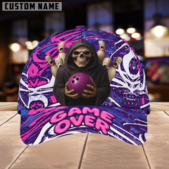 Maxcorners Bowling Skull Game Over Multicolor Personalized Name 3D Cap