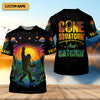 Maxcorners Gone Squatchin And Catching Alien Bigfoot Funny Fishing Shirt, SPF Shirt For Men, Fishing Shirts For Men