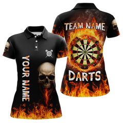 Maxcorners Custom Fire Skull Multi-Flame Dartboard Dart Shirts For Men, Dart Team Jerseys LM064