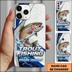 Maxcorners Trout Fishing Phone Case Splash Art Fishing Phone Case Custom Name