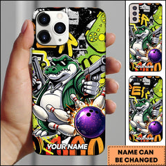 Maxcorners Bowling Gangster Crocodile Comic Explosion Art Personalized Name Phone Case