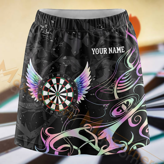 Maxcorners Darts Purple Green Tribal Dartboard Personalized 3D Skort, Skirts With Shorts