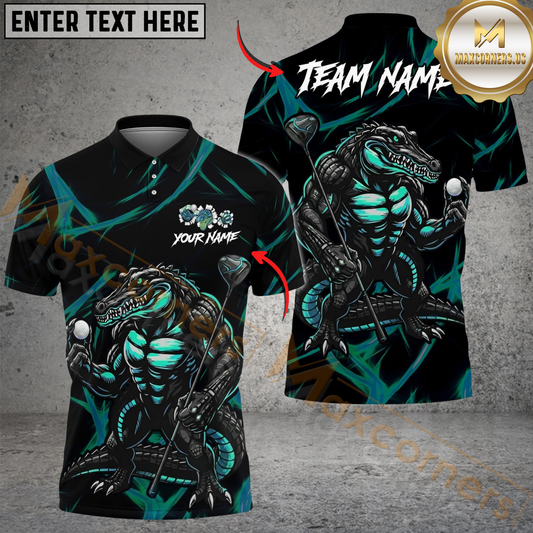 Maxcorners Golf Beast Mode Alligator Design Personalized Name, Team Name 3D Shirt (4 Colors)