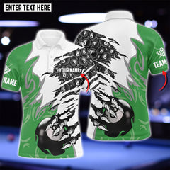 Maxcorners Claws 8 Ball Pool Billiard Personalized Name 3D Shirt (Multi Color Options)