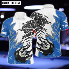 Maxcorners Claws 8 Ball Pool Billiard Personalized Name 3D Shirt (Multi Color Options)